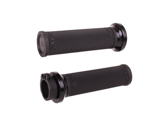 Ruffian Lock-On Handgrips – Black/Black. Fits H-D with Throttle Cable.