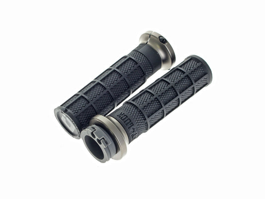 Hart-Luck Full Waffle Lock-On Handgrips – Grey. Fits H-D with Throttle Cable.