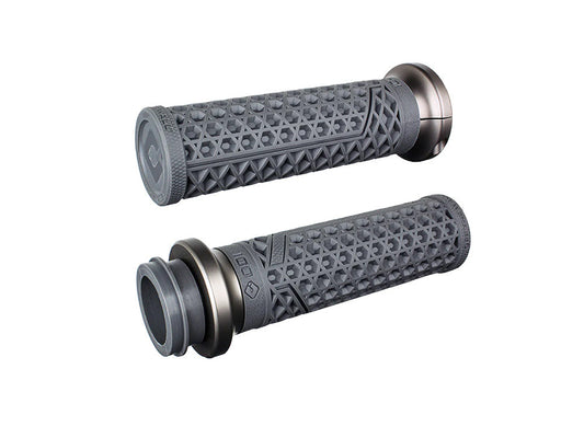 Vans Signature Lock-On Handgrips – Graphite/Gun Metal. Fits Big Twin 2008-2024 with Throttle-by-Wire