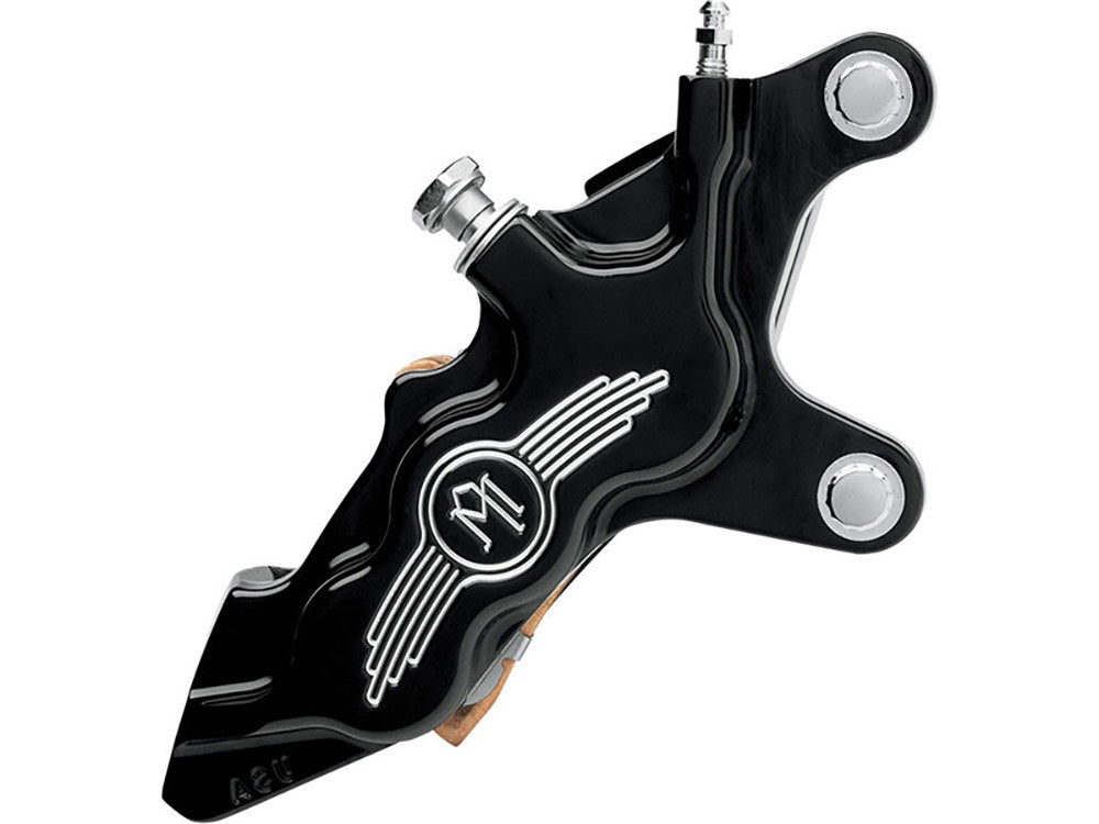 Right Hand Front 6 Piston Caliper – Black Contrast Cut. Fits Softail 2000-2014, Dyna 2000-2017, Touring 2000-2007 & Sportster 2000-2007.