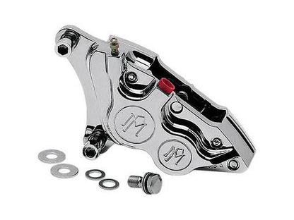 Left Hand Front 4 Piston Caliper – Chrome. Fits many Big Twin & Sportster 1984-1999 Models with 11.5in. Disc Rotor.