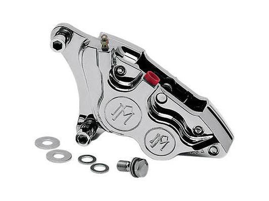 Left Hand Front 4 Piston Caliper – Chrome. Fits many Big Twin & Sportster 1984-1999 Models with 11.5in. Disc Rotor.