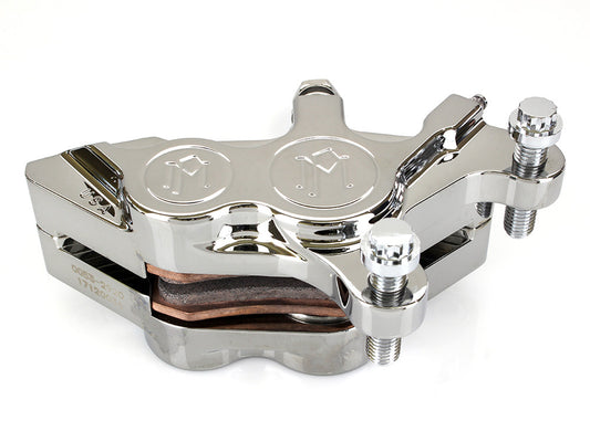 Right Hand Front 4 Piston Caliper – Chrome. Fits most Big Twin 2000up & Sportster 2000-2007 Models with 11.5in. Disc Rotor.