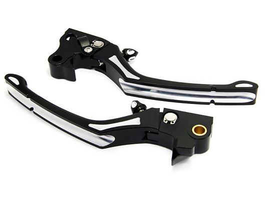 Adjustable Regulator Lever Set – Black Contrast Cut. Fits Sportster 2014-2021