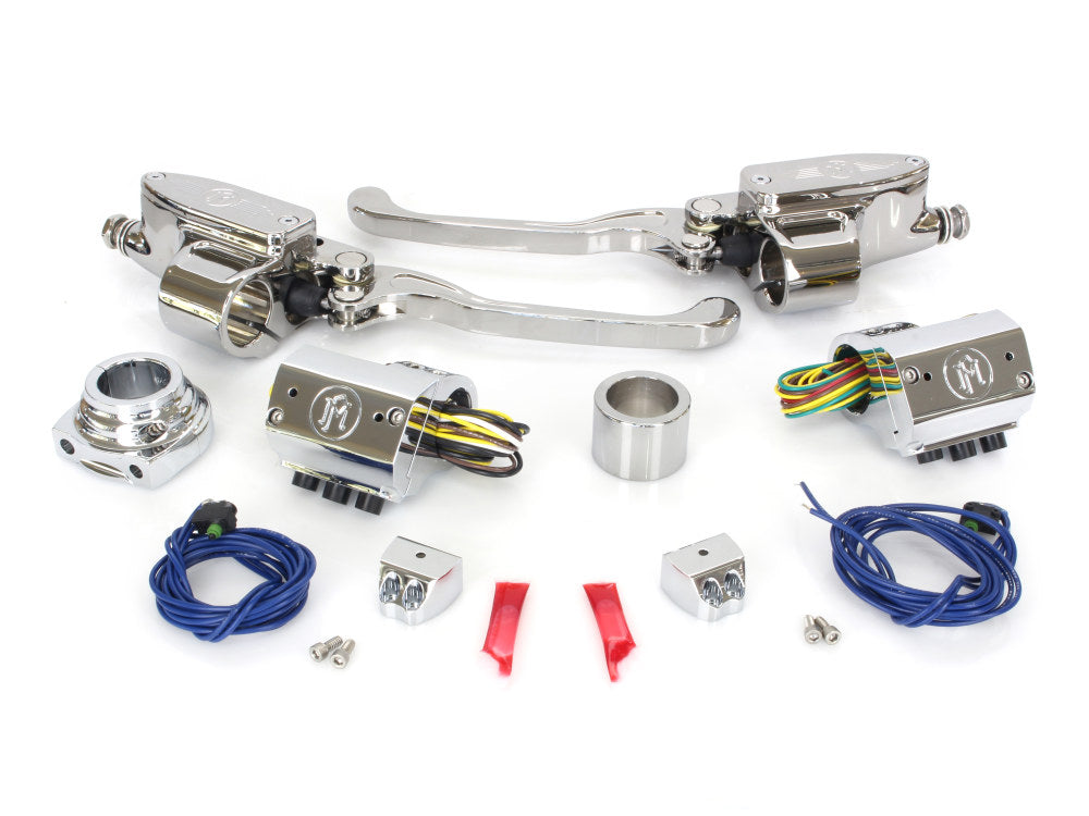 Handlebar Control Kit – Chrome. Fits HD 1996-2011 with Hydraulic Clutch & Cable Throttle with Single Disc Rotor.