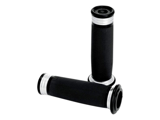 Merc Handgrips – Black Contrast Cut. Fits H-D with Throttle Cable.