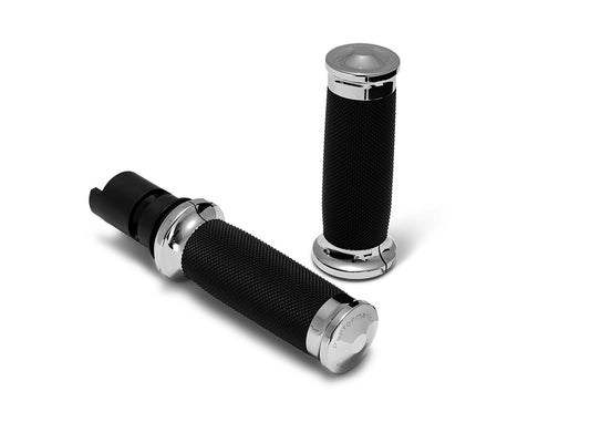 Contour Handgrips – Chrome. Fits CVO Touring 2023up, Street Glide & Road Glide 2024up, Touring 2025up & Softail 2025up
