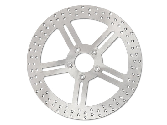 13in. Front Classic 5 Spoke Stainless Steel Disc Rotor. Fits most Big Twin 2000up when upgrading to 13in. x 6 Piston Caliper.