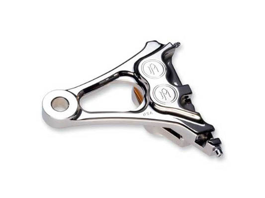 Right Hand Rear Integrated 4 Piston Caliper & Mounting Bracket – Chrome. Fits Softail 2006-2007 with 3/4in. Axle & 200 Rear Tyre.