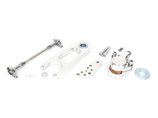 Left Hand or Right Hand Caliper & Mounting Bracket – Polished. Fits Custom Springer with 3/4in. Axle & 11.5in. Disc Rotor.