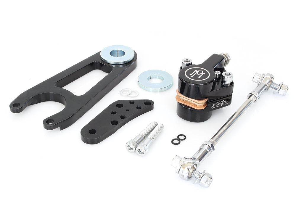 Left Hand or Right Hand Caliper & Mounting Bracket – Black Contrast Cut. Fits Custom Springer with 3/4in. Axle & 11.5in. Disc Rotor.
