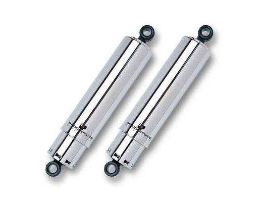 412 Series, 11in. Rear Shock Absorbers with Full Cover – Chrome. Fits Big Twin 1973-1986.