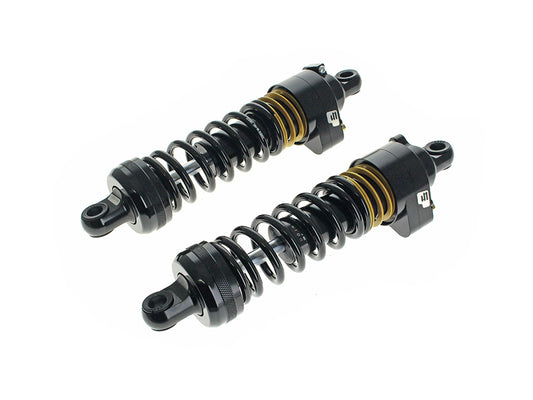 944 Ultra Low Series with Quik Preload System, 12.5in. Heavy Duty Spring Rate Rear Shock Absorbers – Black. Fits Touring 1980up.