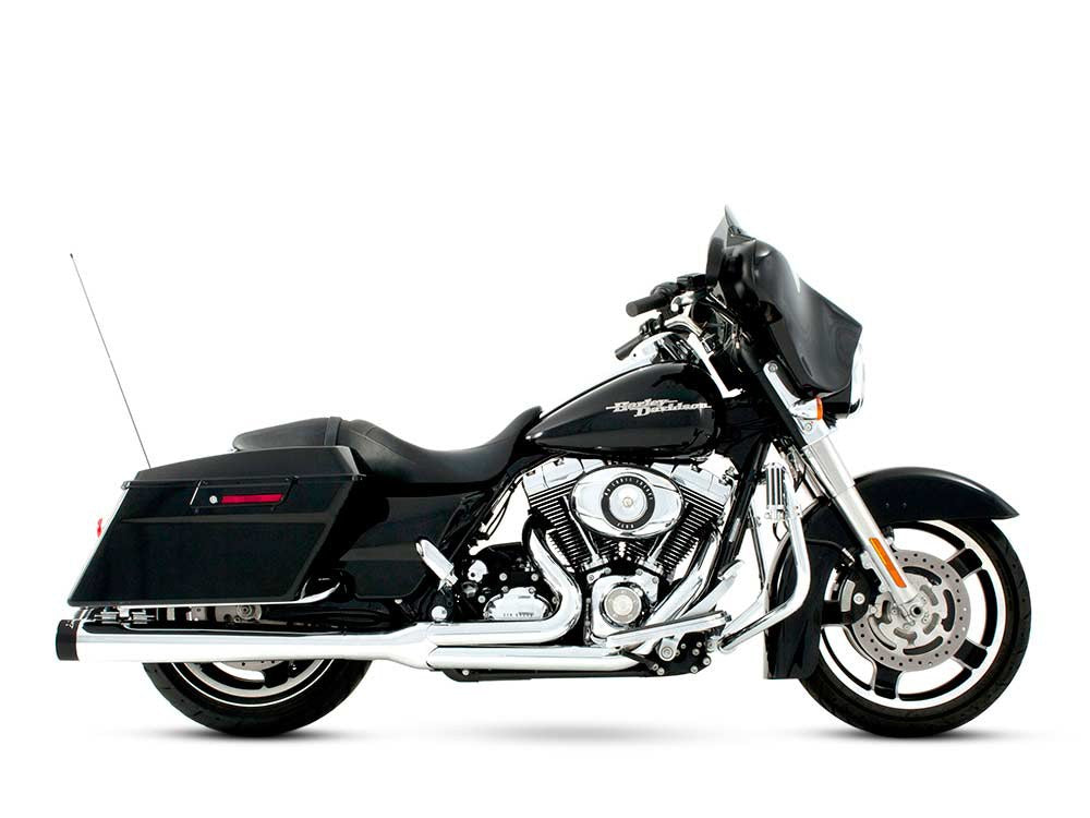 2-into-1 Exhaust – Chrome with Black End Cap. Fits Touring 2009-2016.