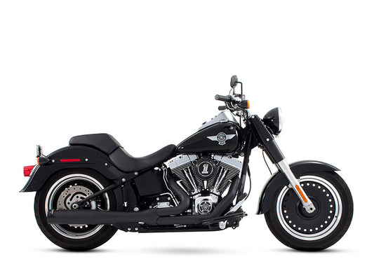 2-into-1 Exhaust – Black with Black End Cap. Fits Softail 1986-2017.