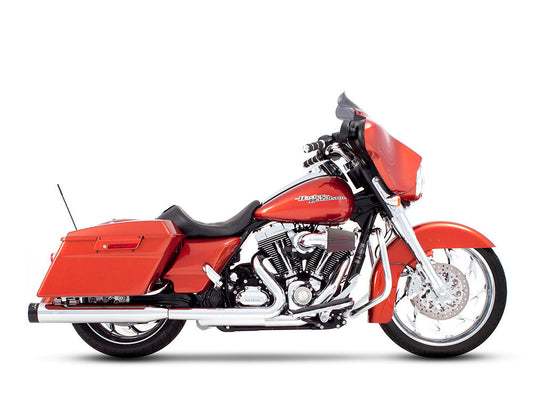 4in. Slip-On Mufflers – Chrome with Black End Caps. Fits Touring 1995-2016 & Trike 2017-2020.