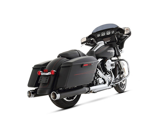 4in. Slip-On Mufflers – Black with Chrome End Caps. Fits Touring 2017up.