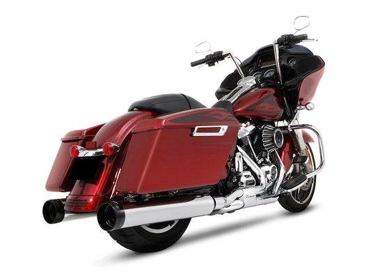 4-1/2in. MotoPro 45 Traditional Slip-On Mufflers – Chrome with Black End Caps. Fits Touring 2017up.