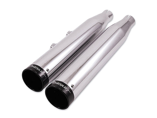 3in. Slip-On Mufflers – Chrome with Black End Caps. Fits Softail Deluxe 2007-2017, Blackline 2012-2013, Softail Slim 2013-2017, Cross Bones 2008-2011 & Fat Boy S 2016-2017.