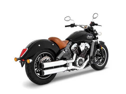 3-1/2in. Slip-On Mufflers – Chrome with Black End Caps. Fits Indian Scout 2015-2024