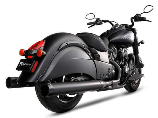 4in. DBX40 Slip-On Mufflers – Black with Black End Caps. Fits Indian Big Twin 2014up with Hard Saddle Bags.