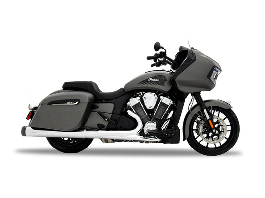 4.5in. DBX45 Slip-On Mufflers – Chrome with Black End Caps. Fits Indian Big Twin 2014up with Hard Saddle Bags.