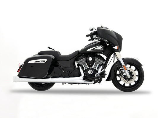 4.5in. DBX45 Slip-On Mufflers – Chrome with Chrome End Caps. Fits Indian Big Twin 2014up with Hard Saddle Bags.