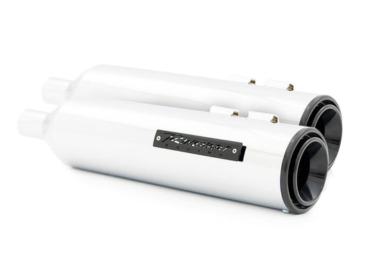 4-1/2in. HP45 Slip-On Short Race Inspired Mufflers – Chrome with Black End Caps. Fits Touring 2017up.