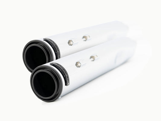 4-1/2in. HP45XL Slip-On Mufflers – Chrome with Black End Caps. Fits Touring 2017up.