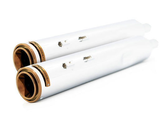 4-1/2in. HP45XL Slip-On Mufflers – Chrome with Bourbon End Caps. Fits Touring 2017up.