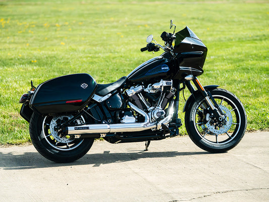 4in. HP40 Slip-On Muffler – Chrome with Black End Cap. Fits Softail Street Bob, Low Rider S, Low Rider ST & Heritage 2025up