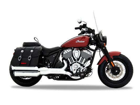 4in. Slip-On Mufflers – Chrome with Black End Caps. Fits Indian Cruiser 2022up