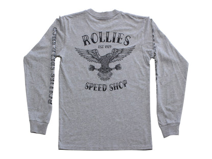 Medium Grey Rollies Long Sleeve with Black Eagle