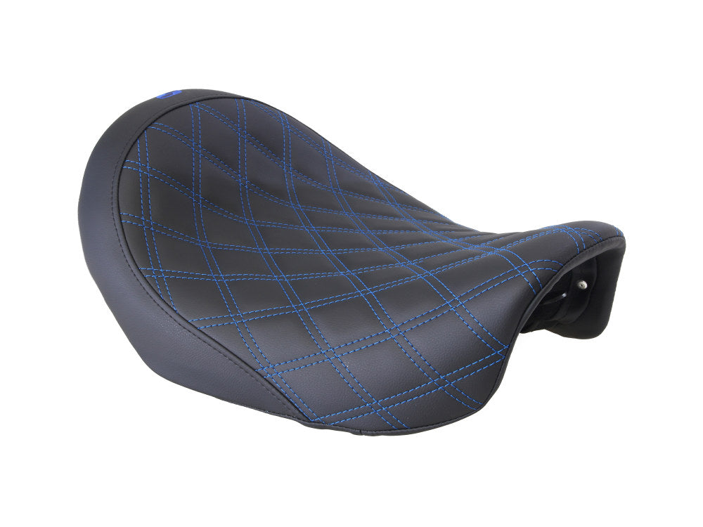 Renegade LS Solo Seat with Blue Double Diamond Stitch. Fits Dyna 2006-2017.