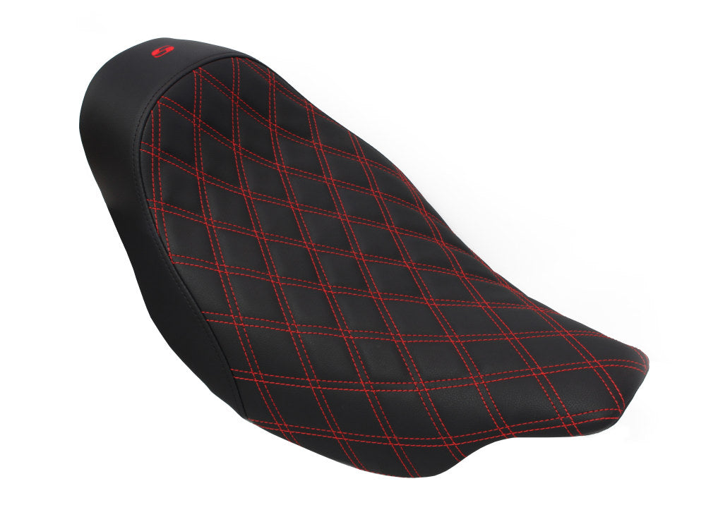 Renegade LS Solo Seat with Red Double Diamond Lattice Stitch. Fits Touring 2008up.