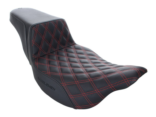 Step-Up LS Dual Seat with Red Double Diamond Lattice Stitch. Fits Touring 2008up.