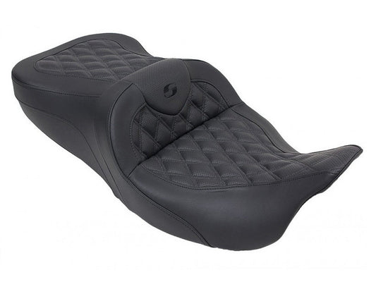 Roadsofa LS Dual Seat with Black Double Diamond Lattice Stitch. Fits Touring 2008up.