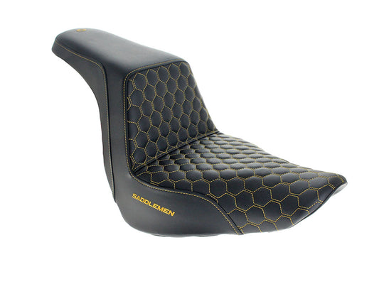 Step-Up HC Dual Seat with Gold Honeycomb Stitch. Fits Sport Glide & Low Rider 2018up, Low Rider S 2020up & Low Rider ST 2022up