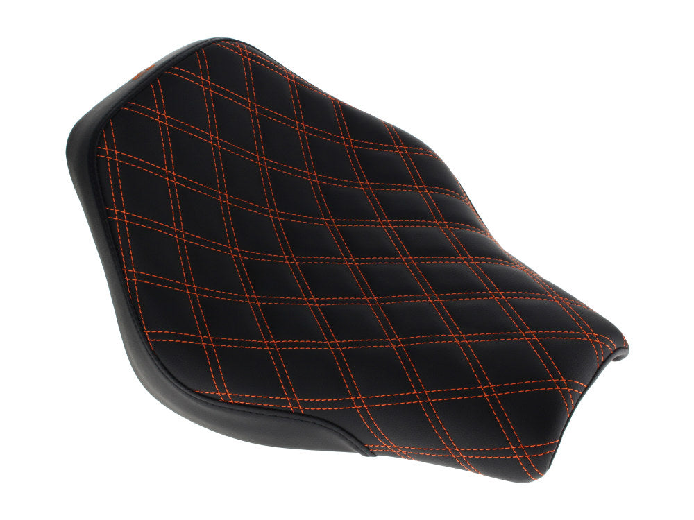 Renegade LS Solo Seat with Orange Double Diamond Lattice Stitch. Fits Softail Street Bob 2018up & Standard 2020up.