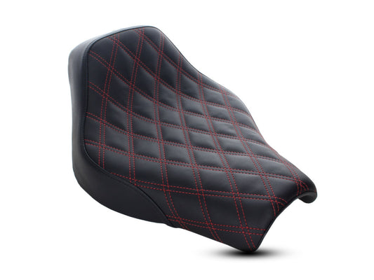 Renegade LS Solo Seat with Red Double Diamond Lattice Stitch. Fits Softail Street Bob 2018up & Standard 2020up.