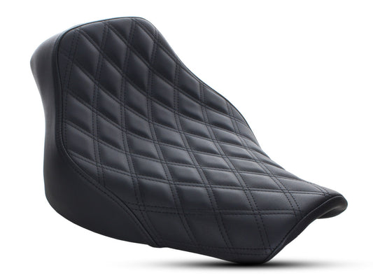 Renegade LS Solo Seat with Black Double Diamond Lattice Stitch. Fits Softail Deluxe & Heritage Classic 2018up