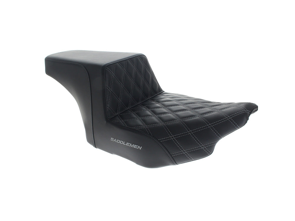 Step-Up LS Dual Seat with Grey Double Diamond Lattice Stitch. Fits CVO Touring 2023up, Street Glide & Road Glide 2024up, Touring 2025up