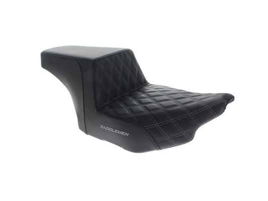 Step-Up LS Dual Seat with Grey Double Diamond Lattice Stitch. Fits CVO Touring 2023up, Street Glide & Road Glide 2024up, Touring 2025up