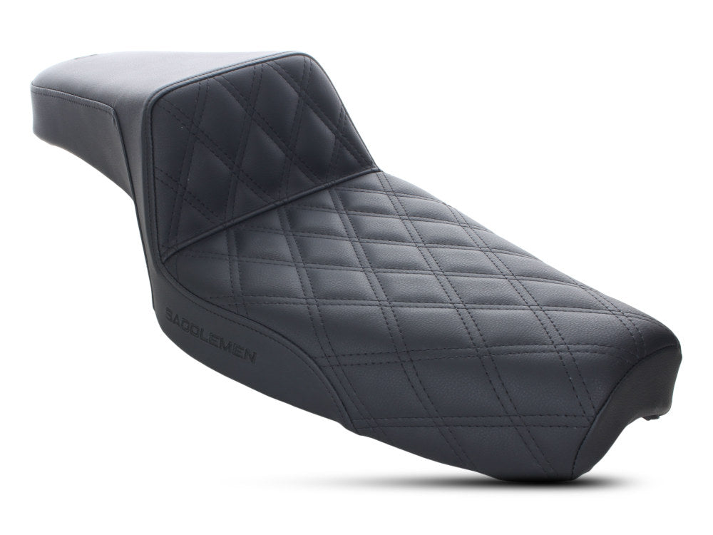 Step-Up LS Dual Seat with Black Double Diamond Lattice Stitch. Fits Sportster 1982-2003.