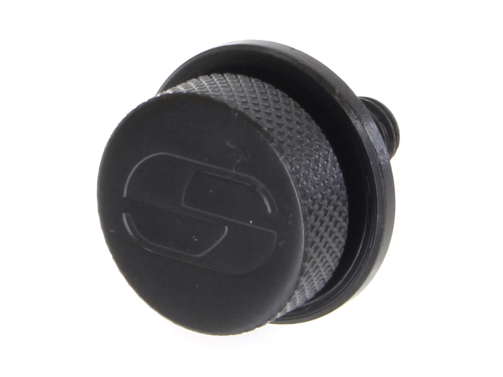 1/4in.-20 Knurled Seat Mount Screw – Black. Fits H-D 1996up
