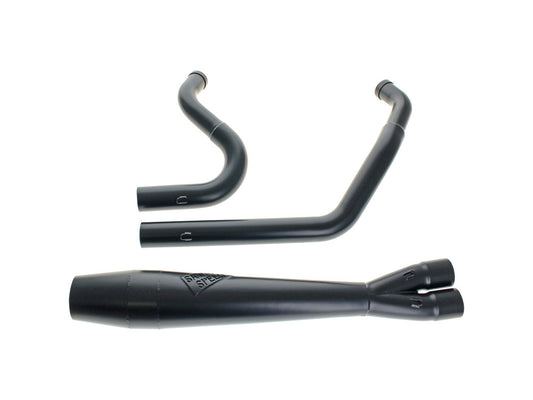 Mid Length 2-into-1 Exhaust with Welded End Cap – Black. Fits Softail 1986-2017.