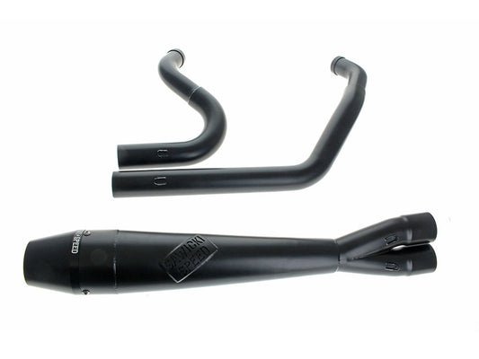 Mid Length 2-into-1 Exhaust with Billet End Cap – Black. Fits Softail 1986-2017.