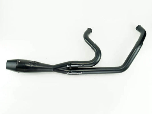 Shorty 2-into-1 Exhaust with Billet End Cap – Black. Fits Softail 1986-2017.