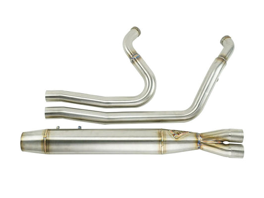 Full Length 2-into-1 Exhaust with Welded End Cap – Stainless. Fits Touring 1995-2016.