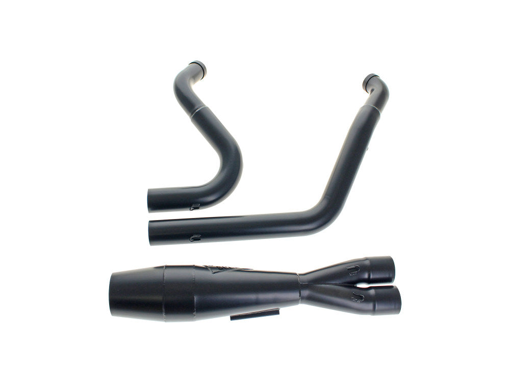 Shorty 2-into-1 Exhaust with Welded End Cap – Black. Fits Touring 1995-2016.